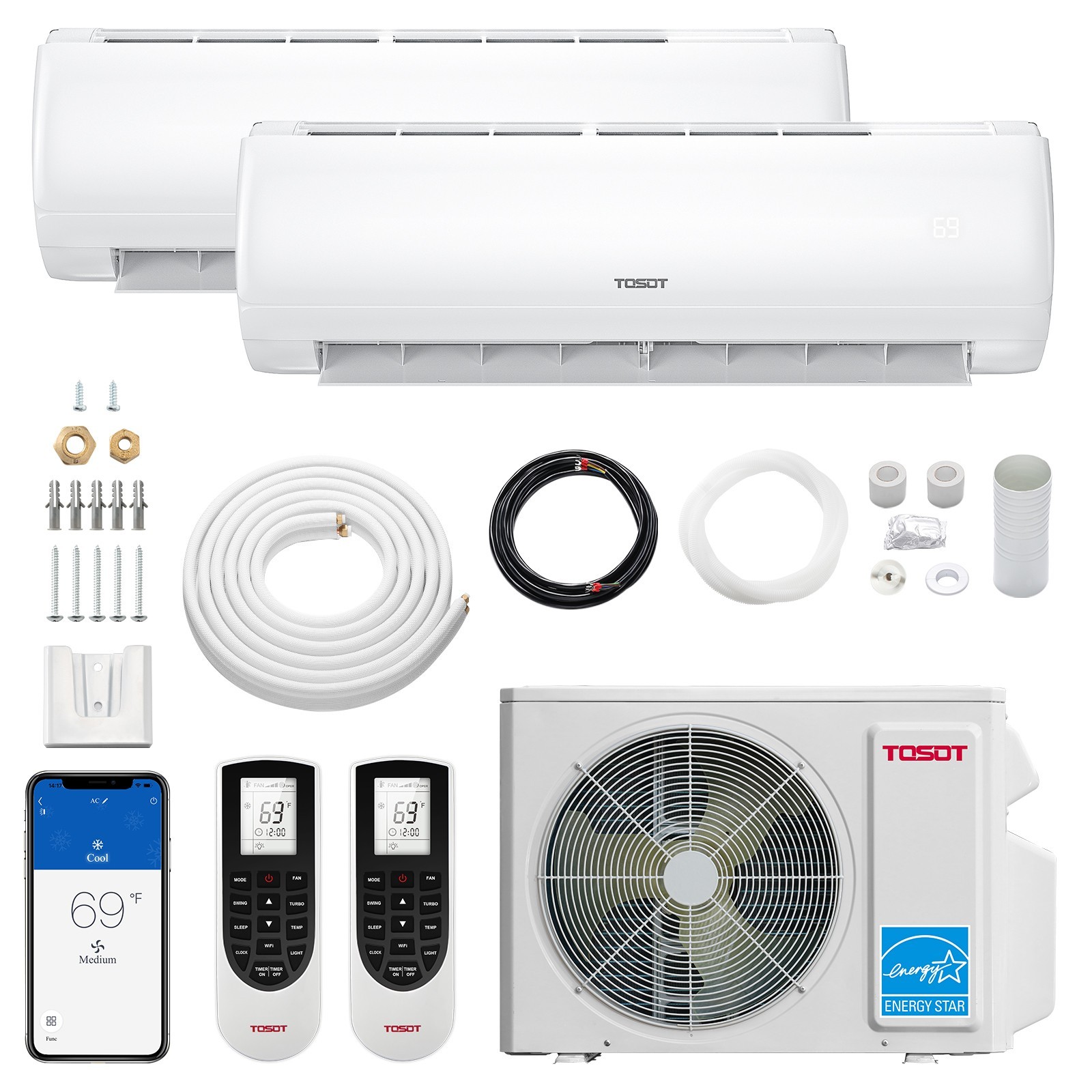 [Open Box]TOSOT 18,000 BTU Dual-Zone Mini Split AC, 9,000+9,000BTU, R410A