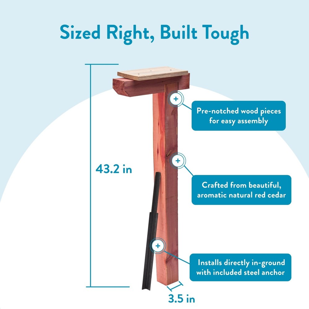 Cedar Mailbox Post, No Dig Installation, Supports 120 lbs | Easy Setup for Curb