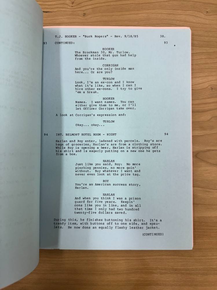 TJ HOOKER - WIlliam Shatner - Tv Show Script Final Draft - "Buck Rogers"