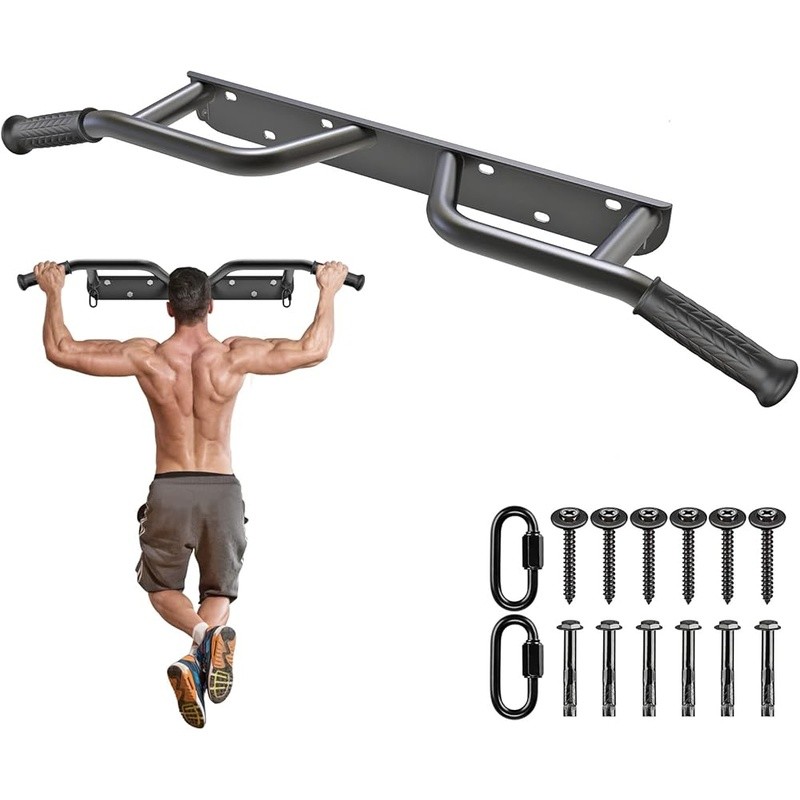 Heavy Duty Wall Mount Pull Up Bar Multi Grip Support 440lbs Easy Install New