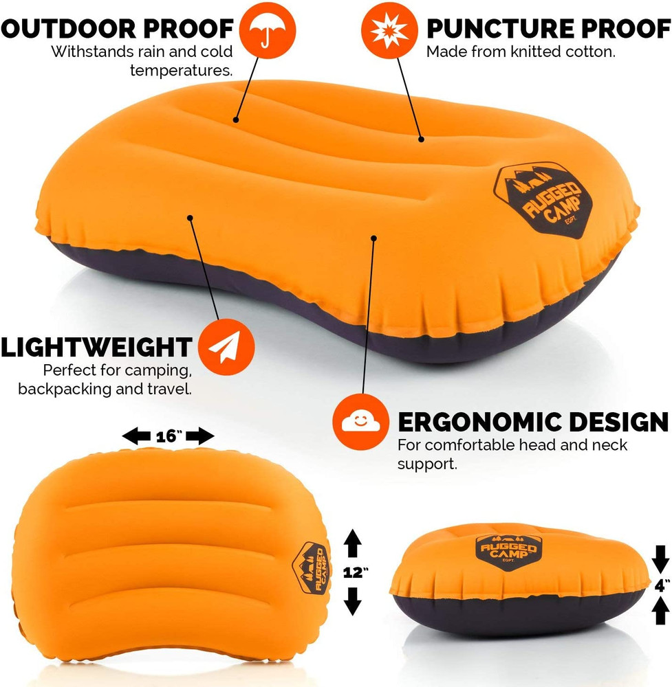 Compressible Inflatable Camping Pillow - Backpacking & Beach Use, Multiple Color