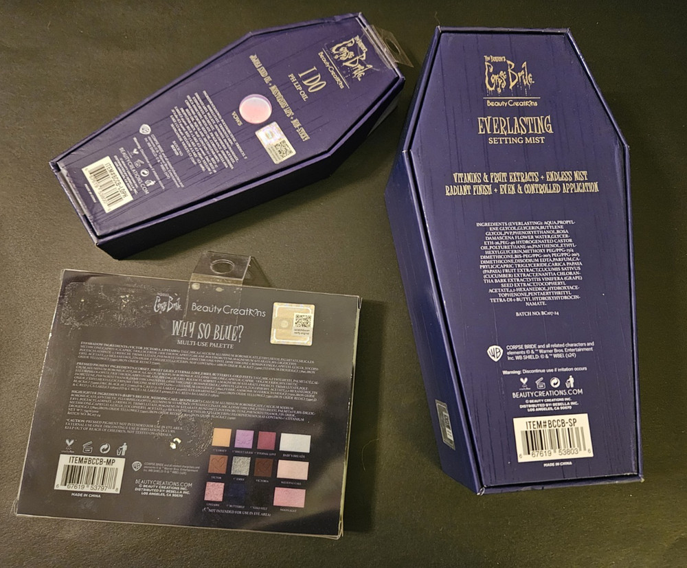 Corpse Bride Multi Use Palette Everlasting Setting Mist & Lip Oil Makeup Set New