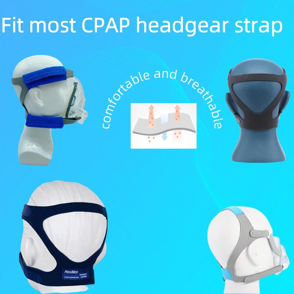 4 Pack CPAP Mask Liners + 4 Strap Covers One Size Compatible Blue