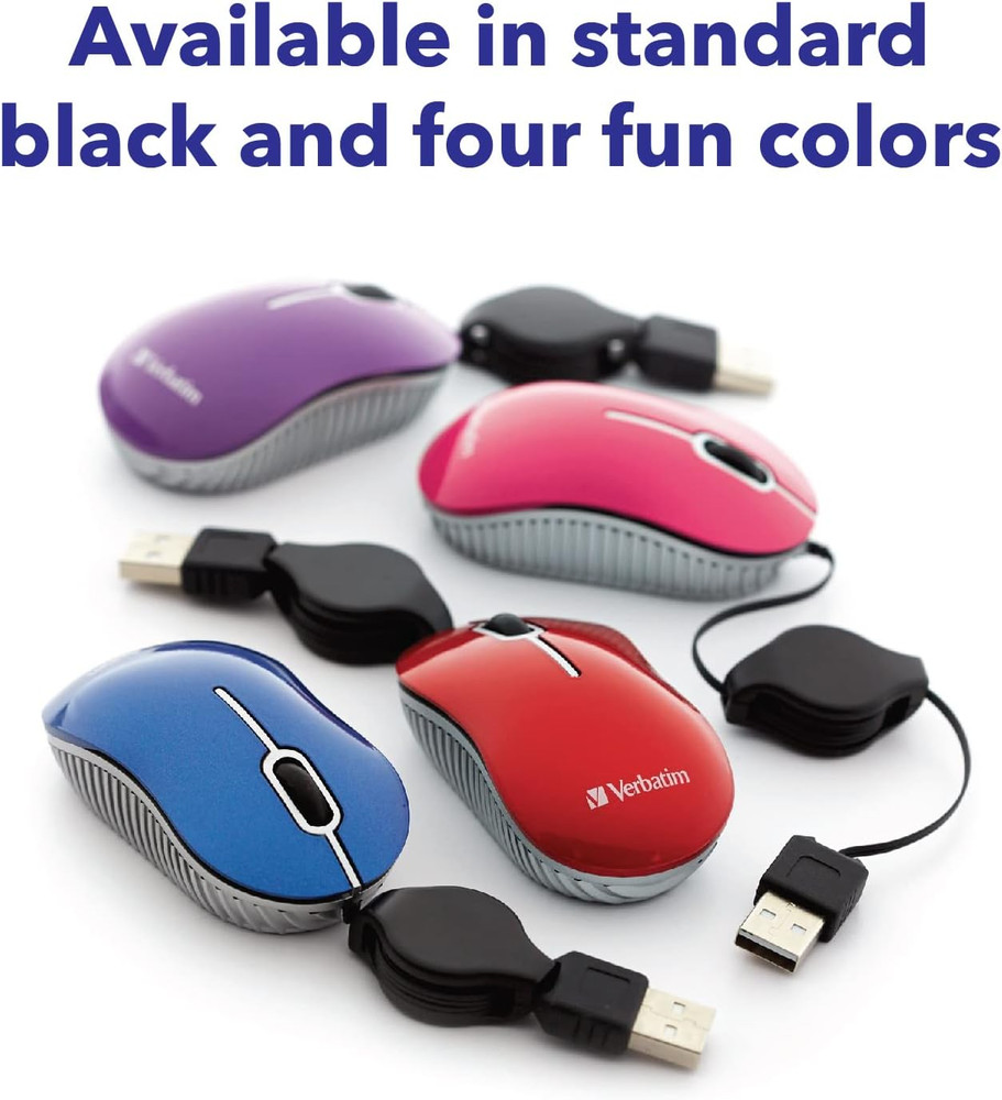 Wired Optical Computer Mini USB-A Mouse - Plug & Play Corded Small Travel Mouse