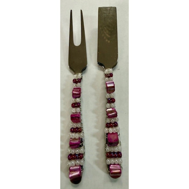 2 Cambridge Beaded Wire Wrapped Cheese Servers 5 1/2"