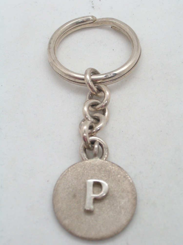 Letter Keychain - P - 925 Silver - Initial - Alphabet - Breeze -