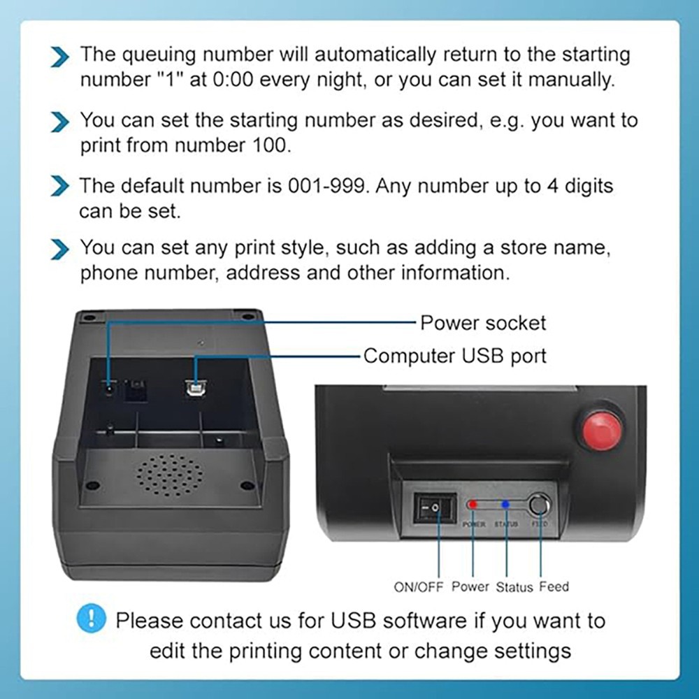 Queue Calling System Thermal Printer Ticket Dispenser for Hospital Haunted House