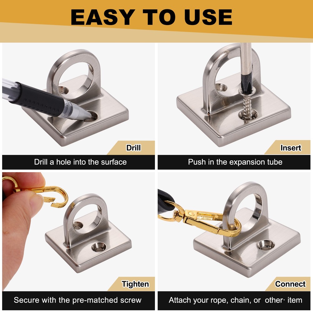 Eye Plate Hook, for Ropes Chains Hanging Signs, Silver Tone