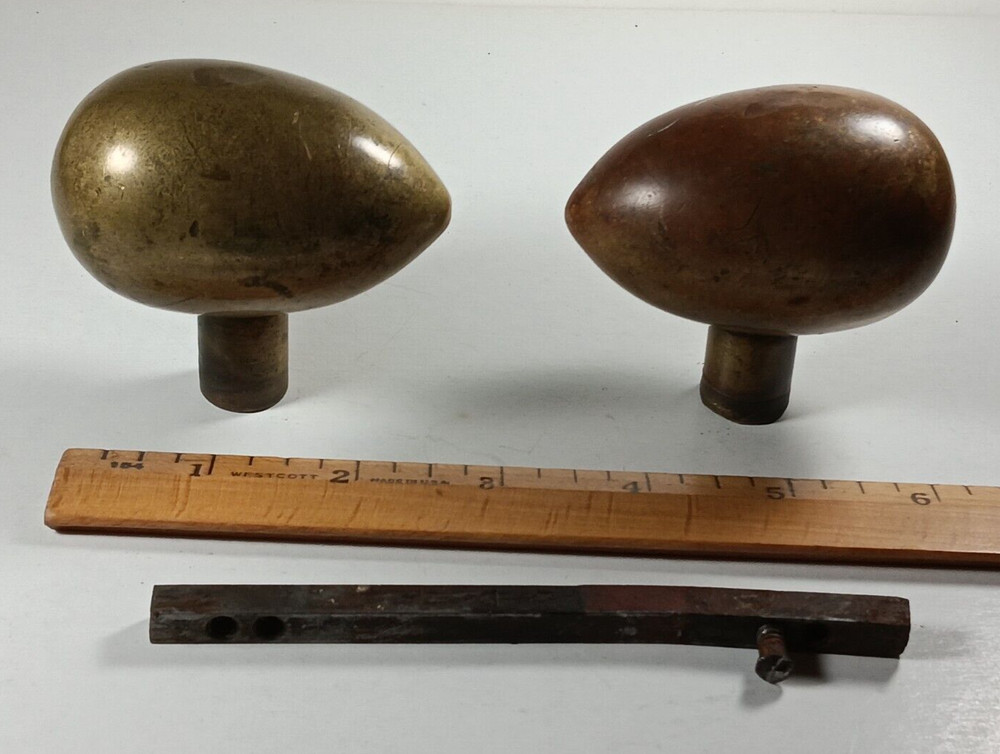 Antique & Unusual EGG / Teardrop Shaped Brass or Bronze Doorknobs  Door Knobs