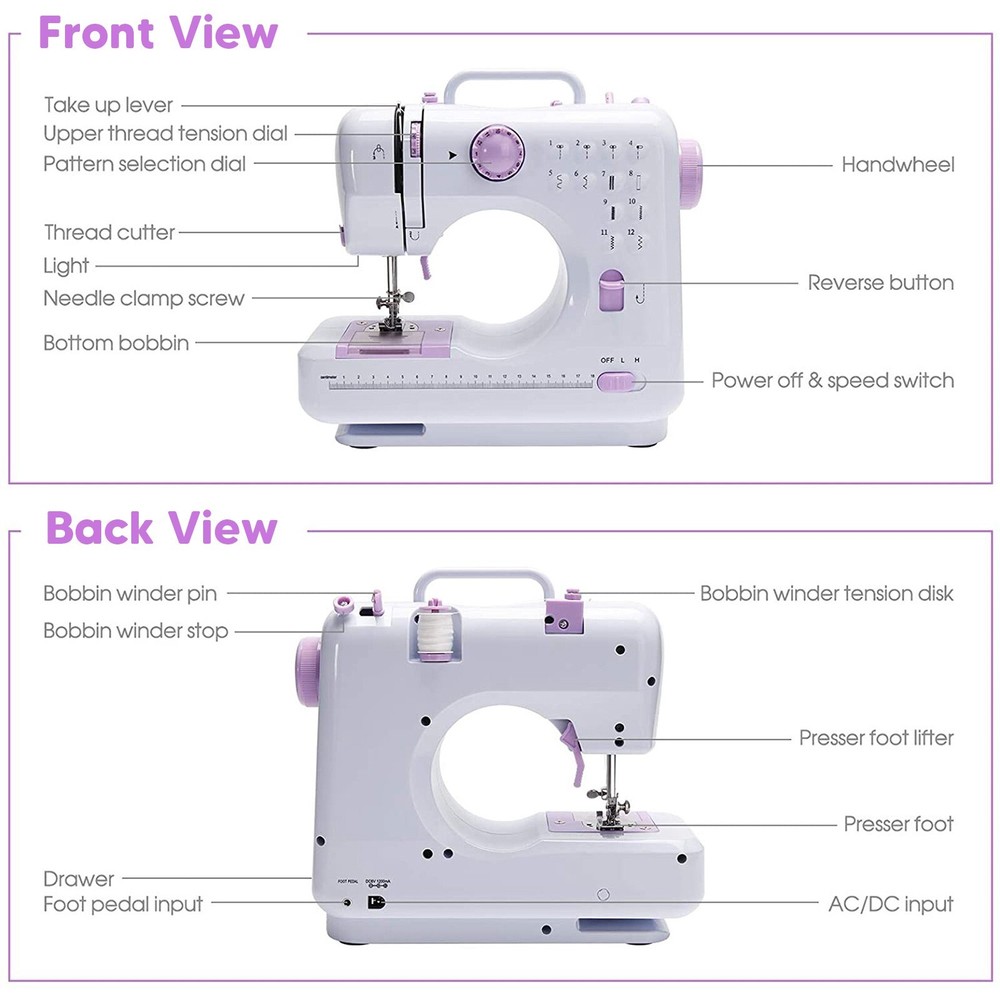 MINI Electric Portable Sewing Machine Crafting Handwork Mending Machine 12 Modes