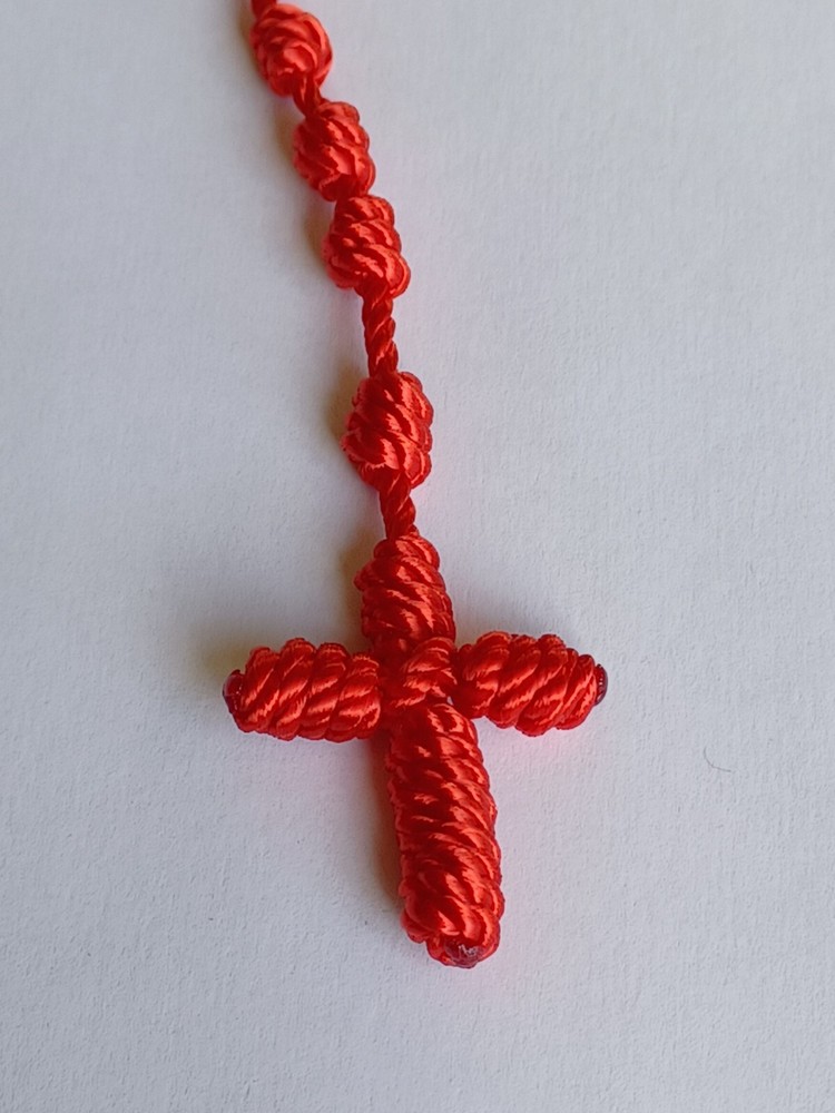 Nylon Rosary Knotted Cord Red