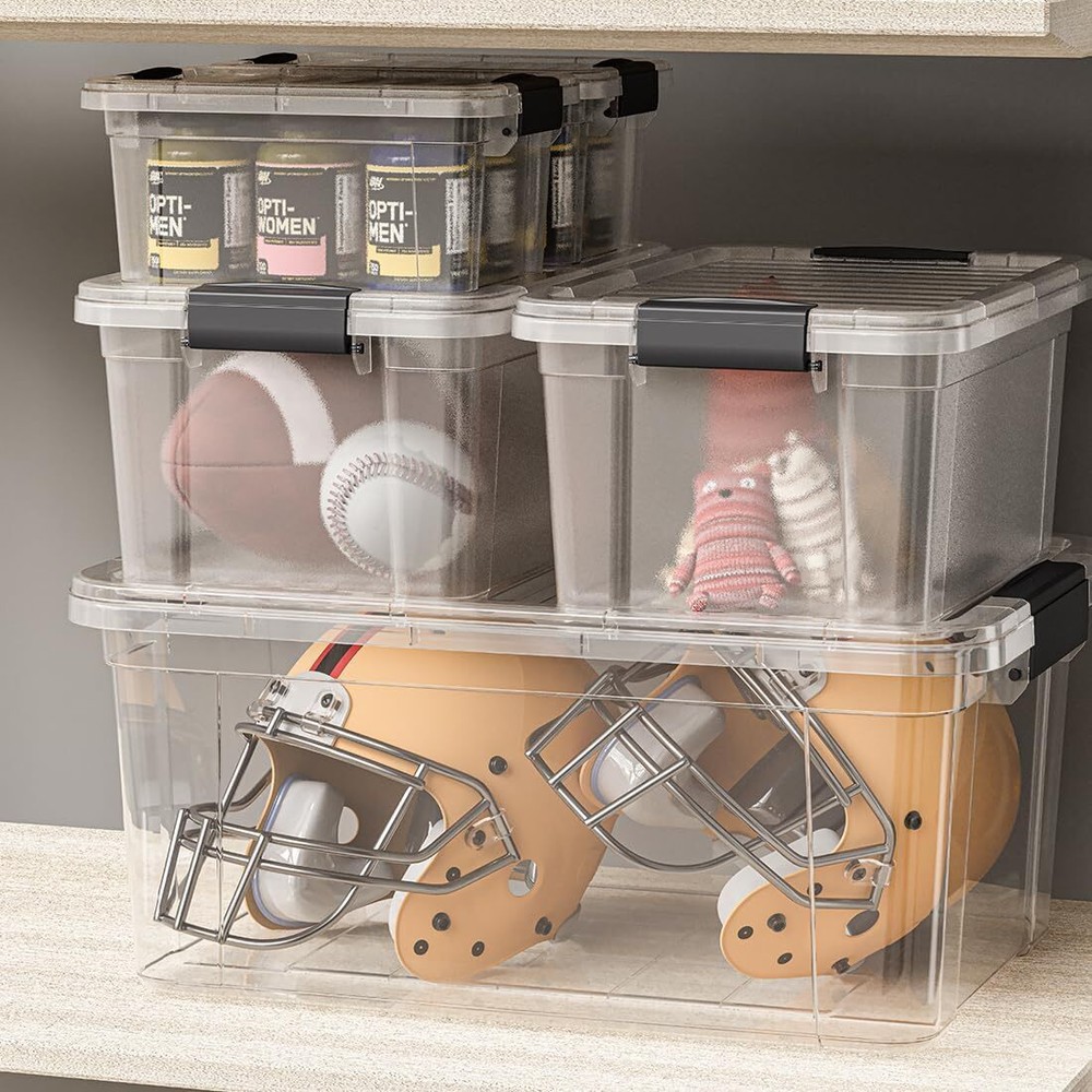Superio Clear Storage Bins with Lids, 6 Pack- Plastic Storage Boxes - 49 Quart
