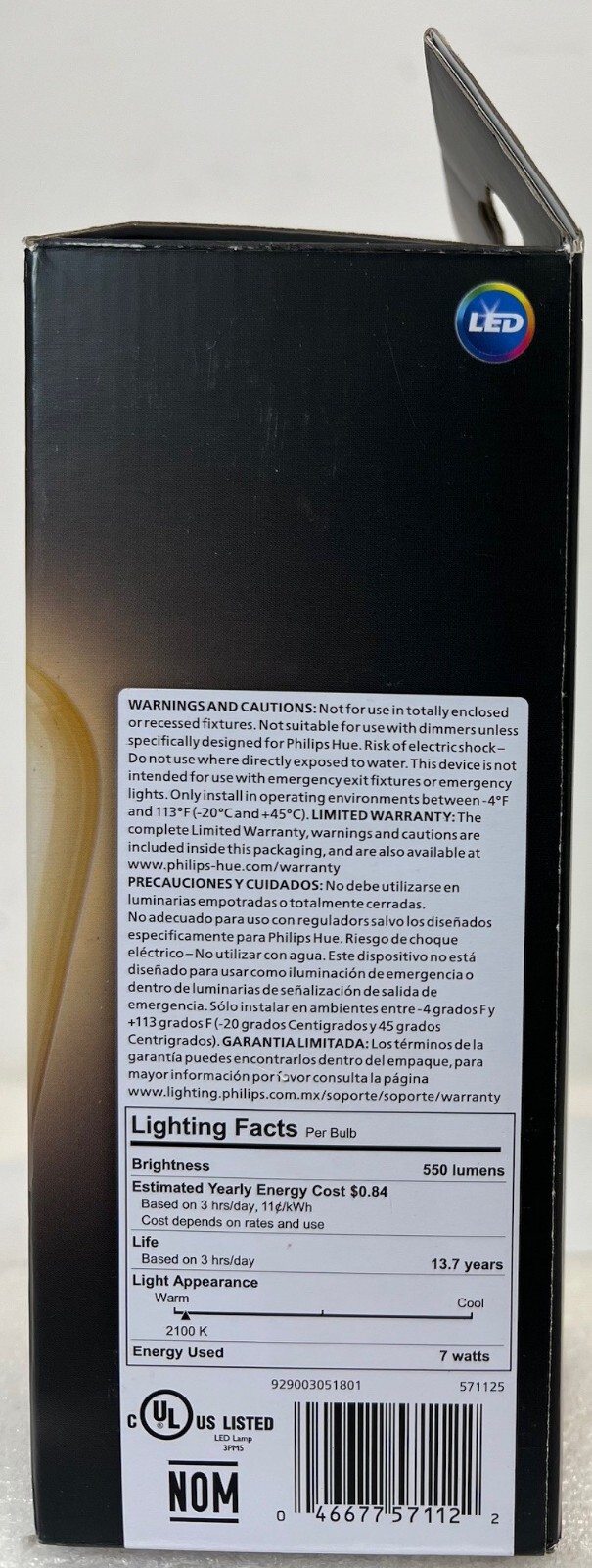 2x -Philips Hue Dimmable Warm White Vintage Smart ST19 Edison Bulb, Bluetooth