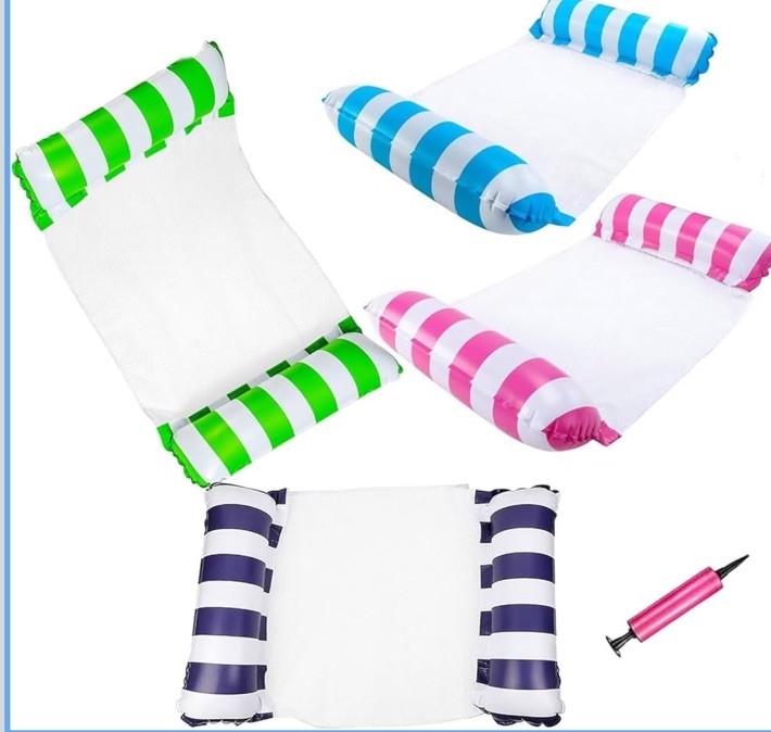 4-Pack Swimming Pool Float Hammock, Multi-Purpose Inflatable Hammock Pool Hammoc