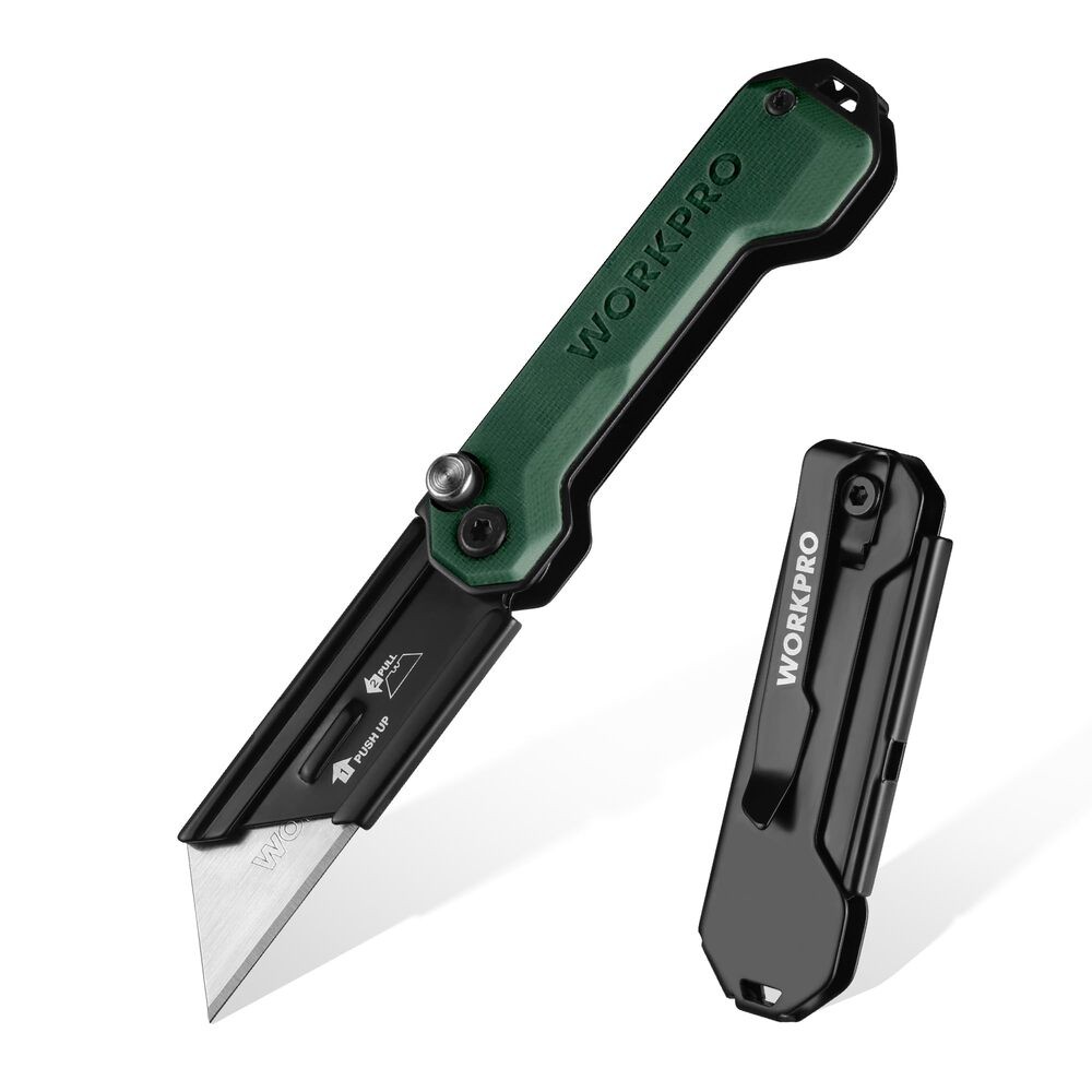 WORKPRO EDC Folding Utility Knife Mini Box Cutter Quick Change Blade Razor Knife