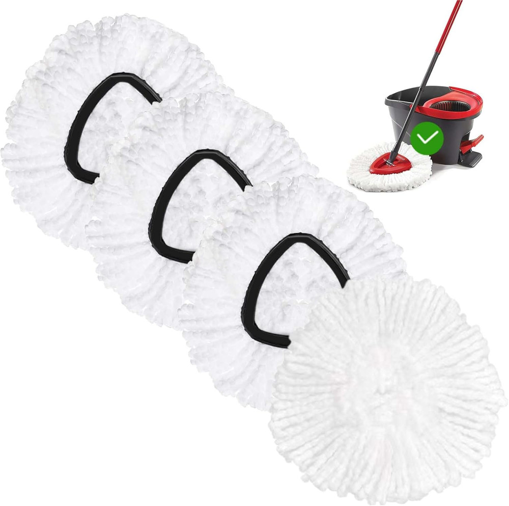 4 Pack Spin Mop Replacement Heads Microfiber Refill for Oceda Triangle Swivel...