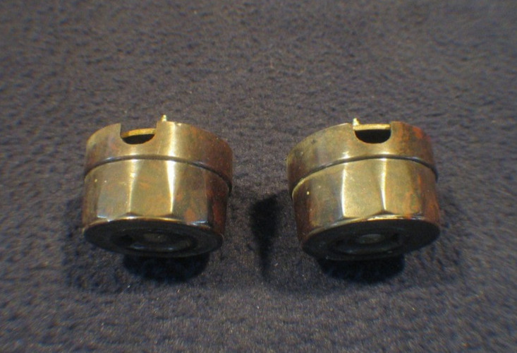 Antique Early Eletrical Brown Bakelite Round Surface Mount Outlet - Marks