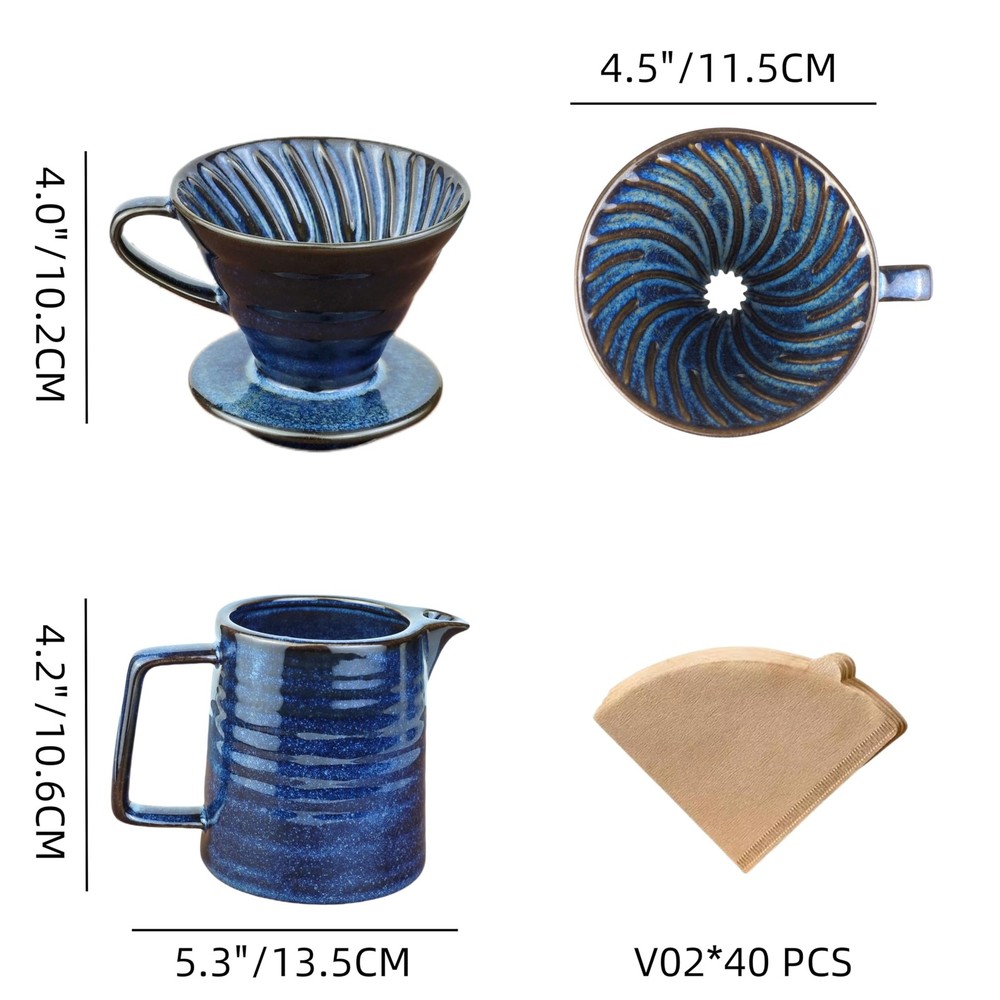 HYAXGM Pour Over Coffee Maker,Ceramic Maker With 40 V02, Starry Blue