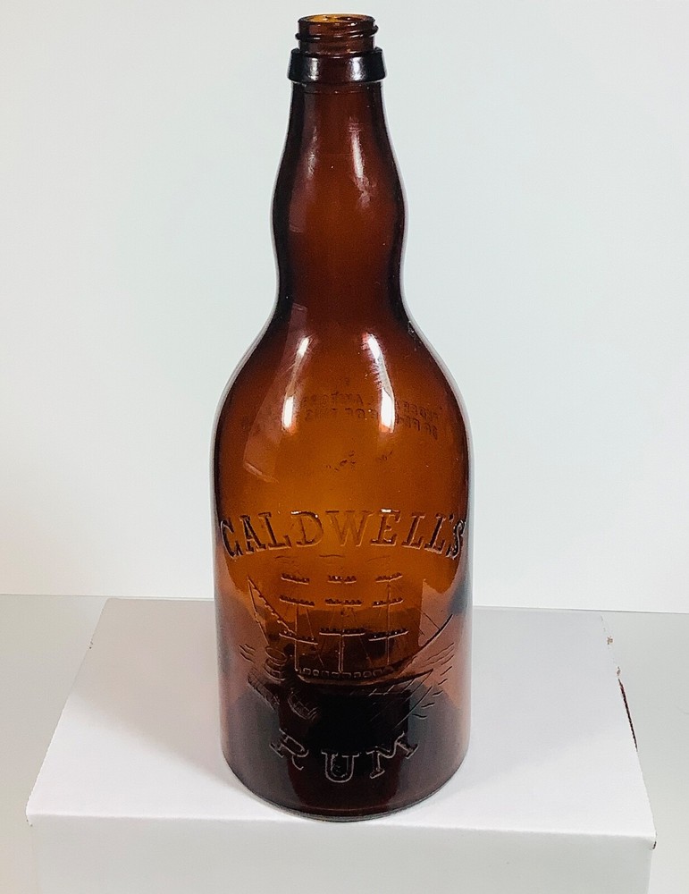 Vintage Caldwell's Rum One Quart Brown Bottle