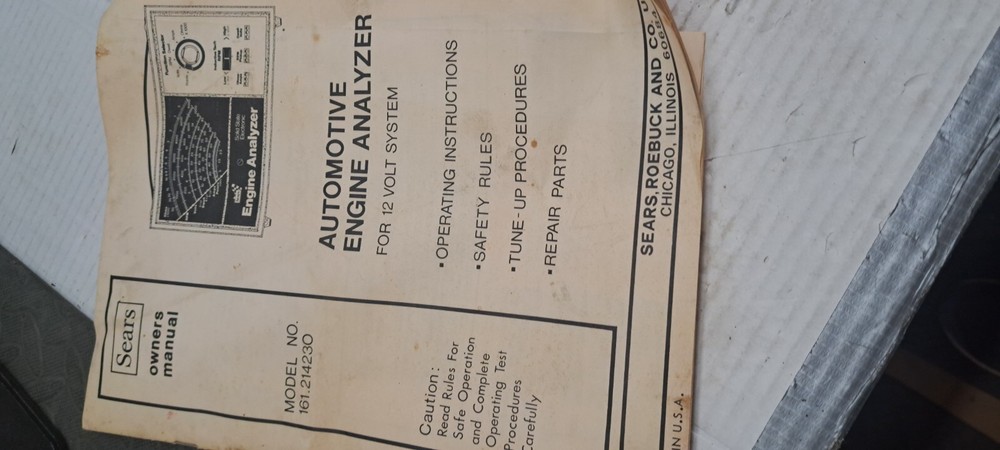 Sears Solid State Electronic Engine Analyzer Model 161.214230 2 CABLES, READ