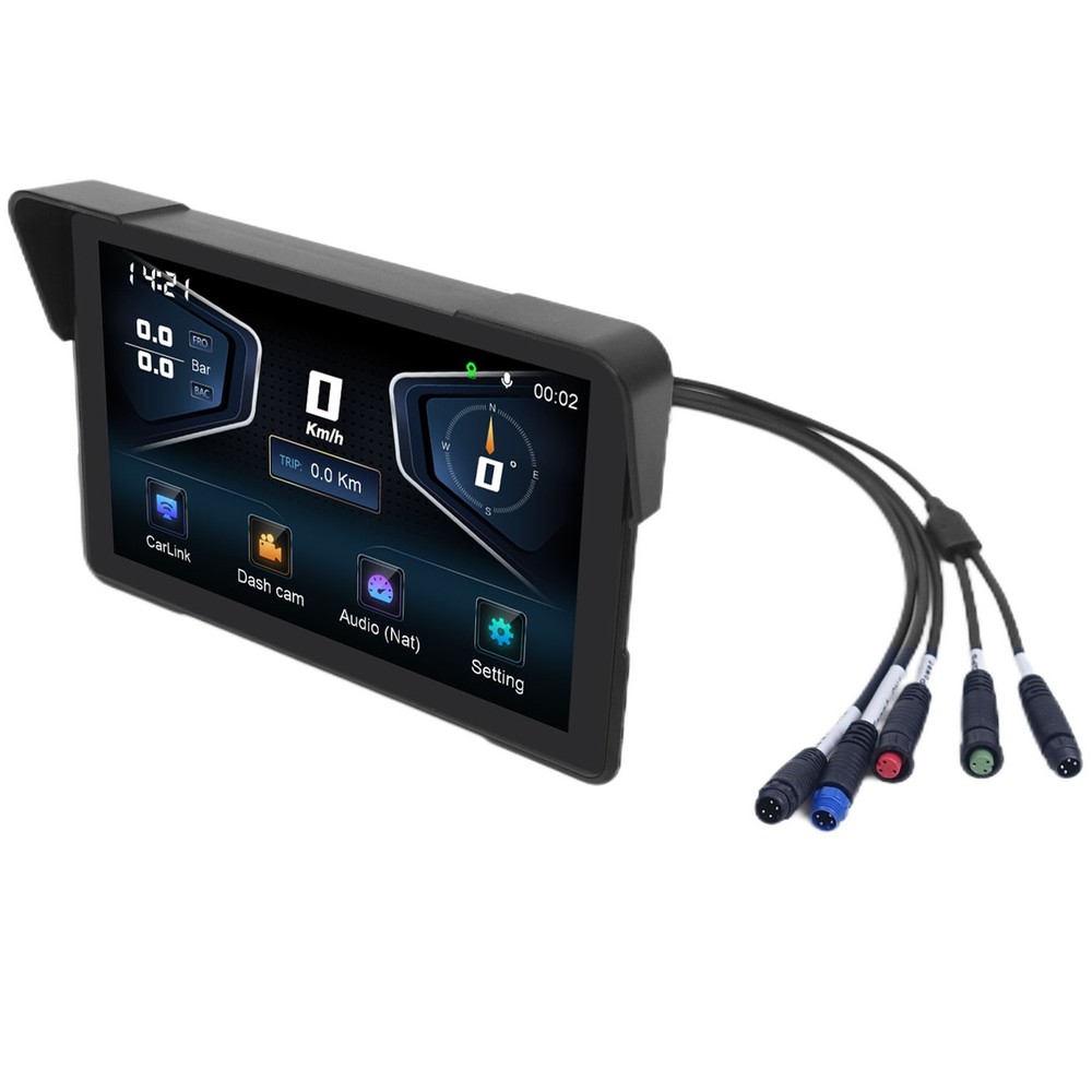 Motorcycle Dashcam 7inch Touchscreen Loop Recording GPS Tracking Bluetooth V4.0