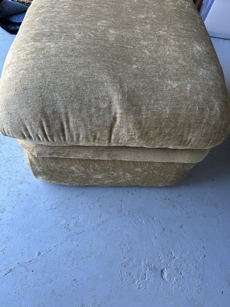 Chenille Beige Ottoman Foot Rest
