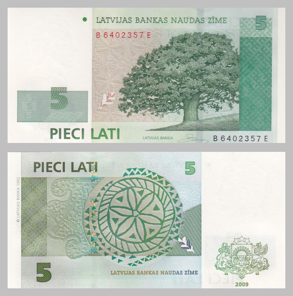 Latvia 5 Lati 2009 P53C Uncirculated