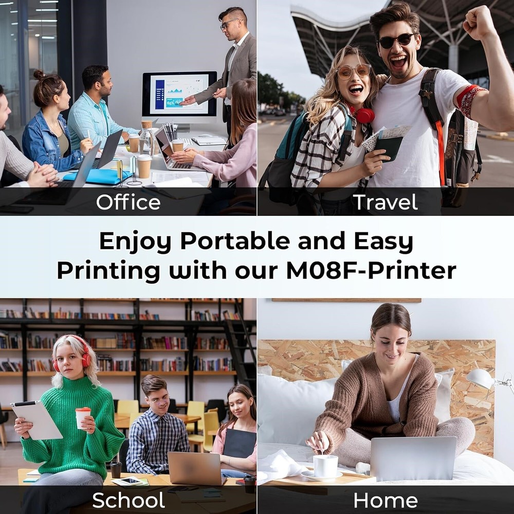 Phomemo Portable Printer Wireless Travel, M08F Thermal Printer Black/Green NEW