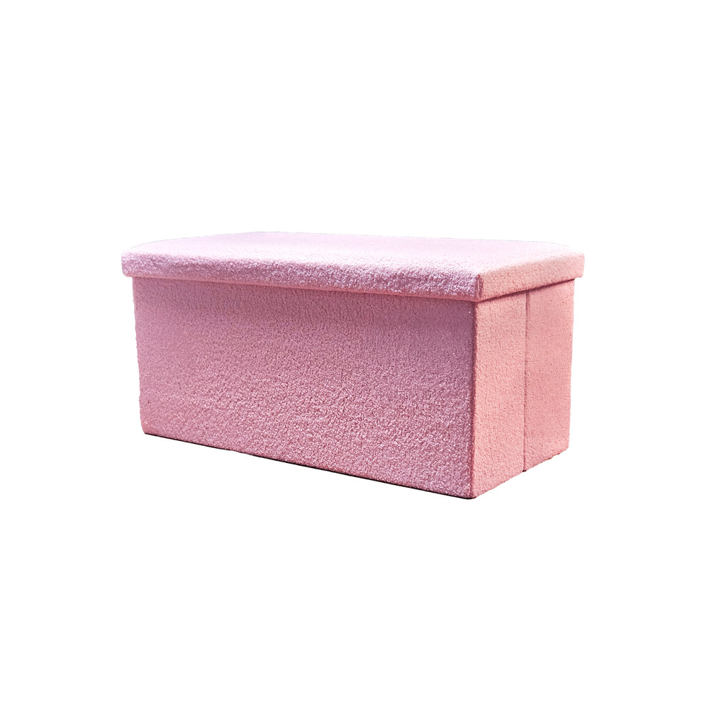 Go-Poufs Knock-Down Rectangular Plush Storage Ottoman | Pink | 30"x15"x15"