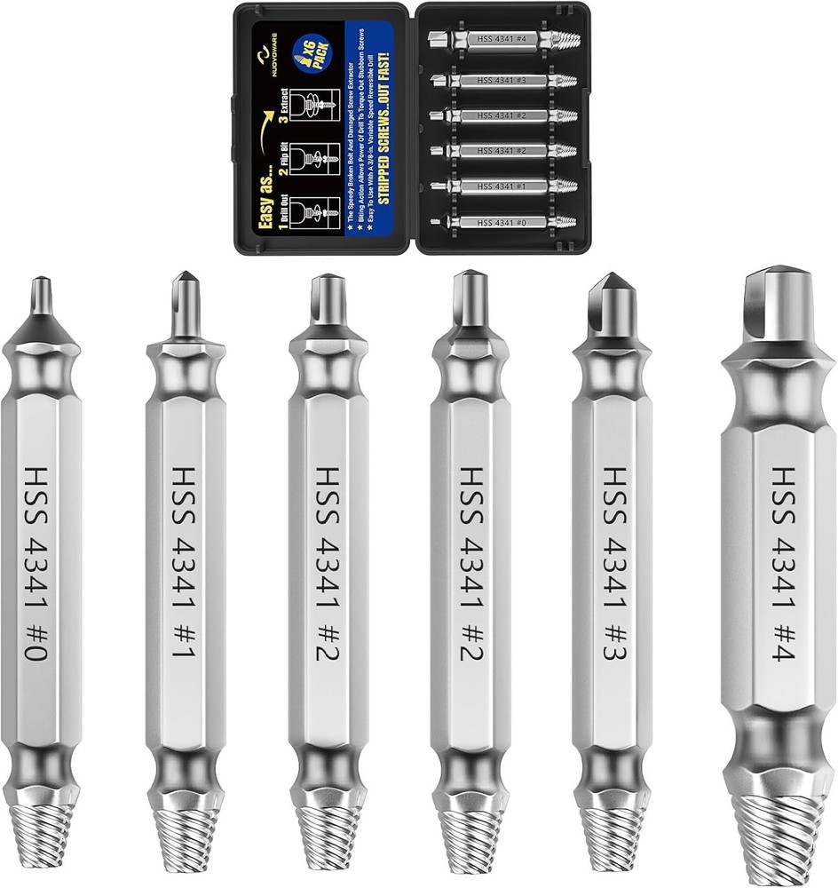 6 PCS Drill Bit & Extractor Tool Set - HSS Screw Removal Made Easy