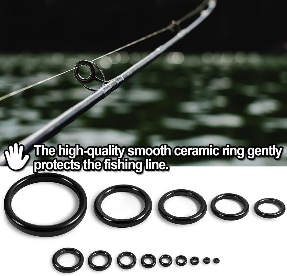 Fishing Rod Ceramic Guide Ring Replacement Kit 14 Sizes for Spinning Casting