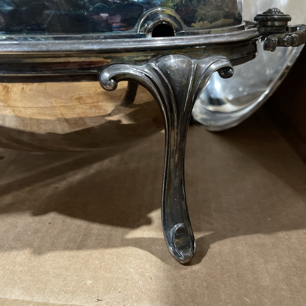 Large James Dixon & Son Sheffield Silver Plate Roll Top Server 2 Inserts
