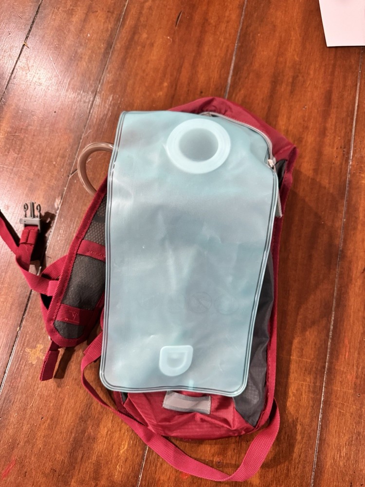Avalanche Hydration Backpack Red Gray Hiking Running Water Pack w/ Bladder