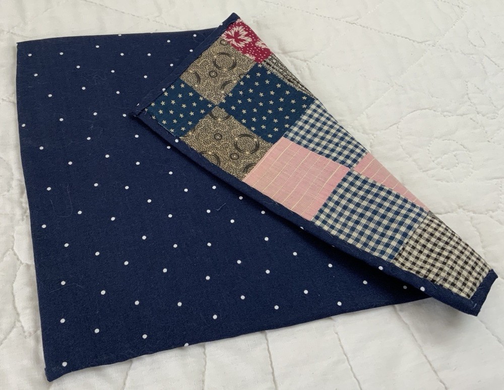 Vintage Antique Patchwork Large Table Topper, Four Patch, Squares, Early Checks