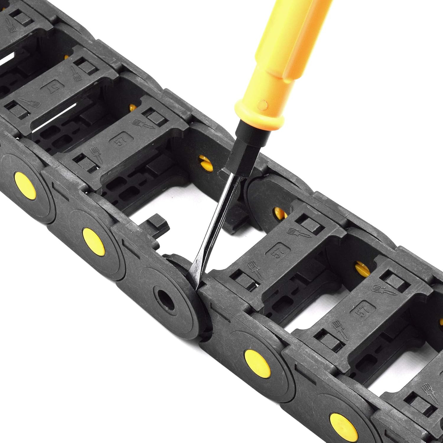 Plastic Drag Chain Cable Carrier Open Type with End Connectors R125 25 X 57Mm L1