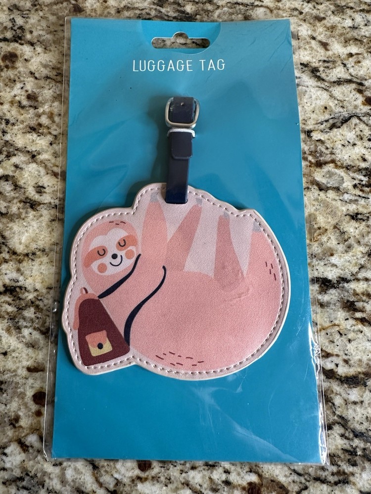 sloth-themed luggage tag