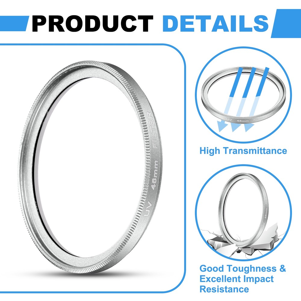 46mm Ultra Slim Lens Filter Multi Coating Camera Len Filter, Silver