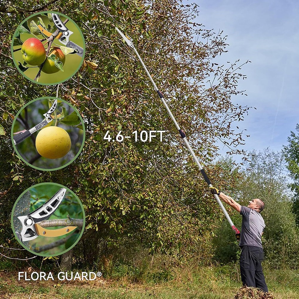 4.6-10ft Extendable Tree Pruner，Cut and Hold Pruning Trimmer