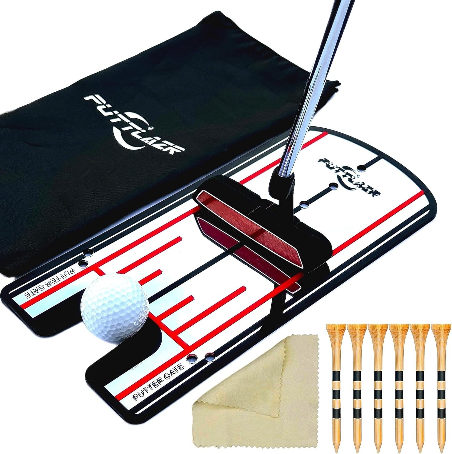 Putting Mirror Golf Training Aid with 6 Tees Portable Putter Practice Tool for M
