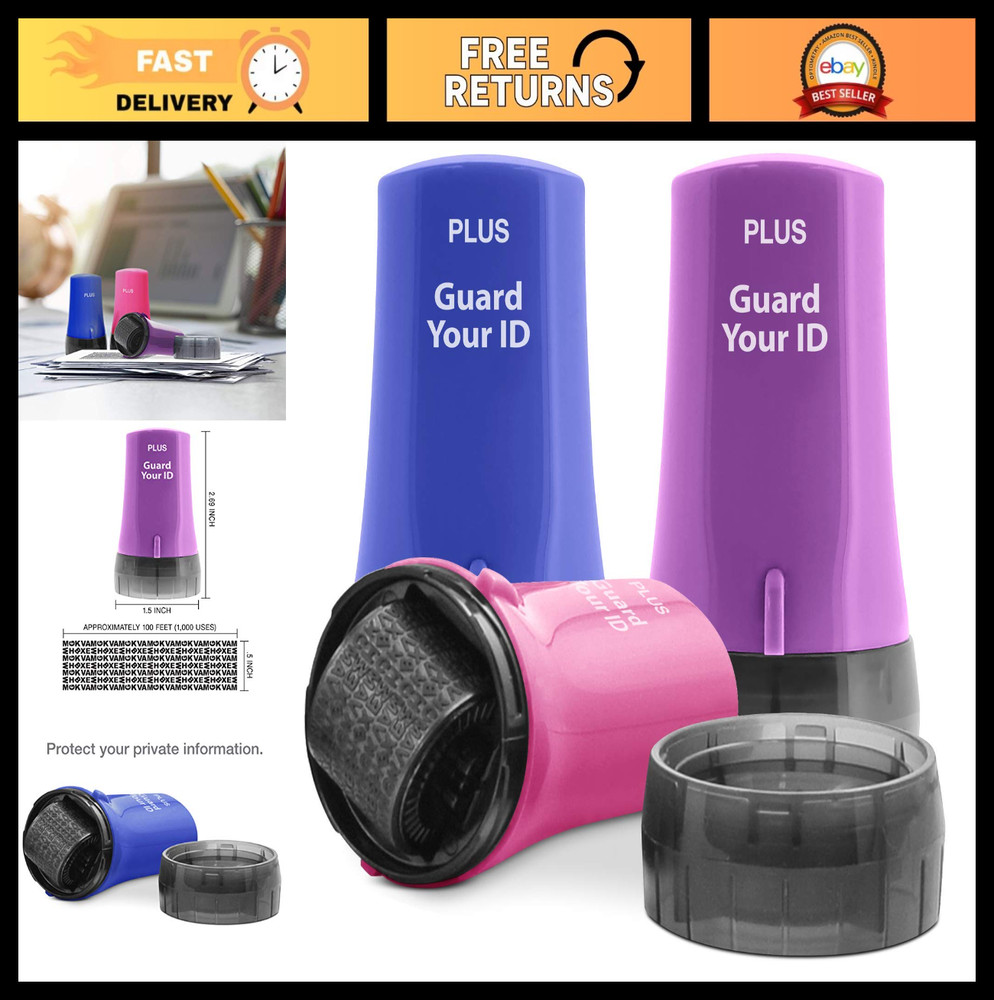 Identity Theft Prevention Roller Stamp Combo Pack - Secure Your Personal Info