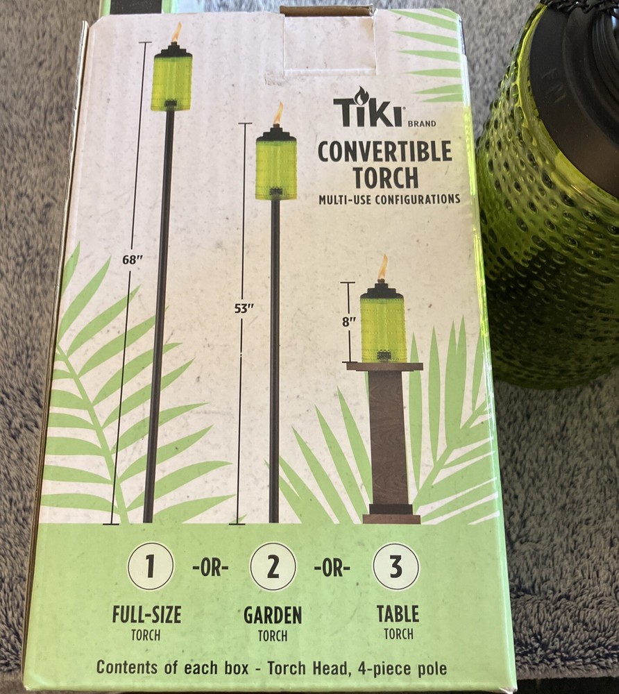 2 Green-Convertible Tiki Torches-Multi Use