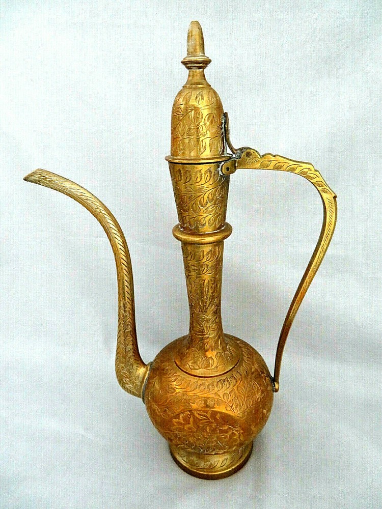 Solid Brass Islamic Arabic Dallah Turkish Tea Coffee Pot 13"