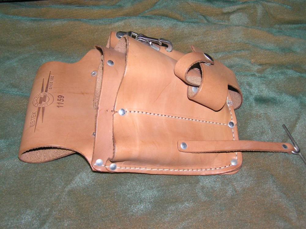 Estex, Electrician leather Tool Pouch, Belt loop,5-tool loops