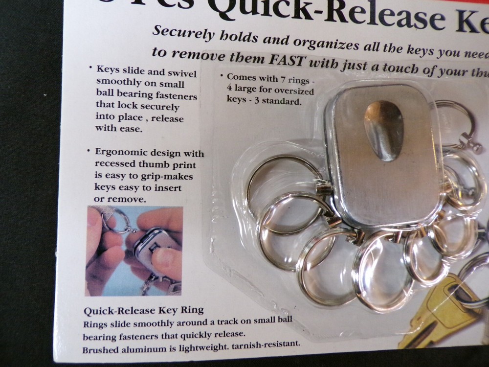 New old stock 8 pc key ring quick release Brushed aluminum