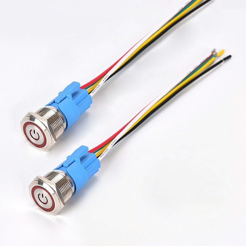 6PCS Latching Push Button Power Switch 16mm 12V LED ON OFF Waterproof Stainless