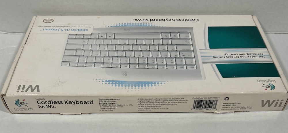 Nintendo Wii Logitech Cordless Wireless Keyboard