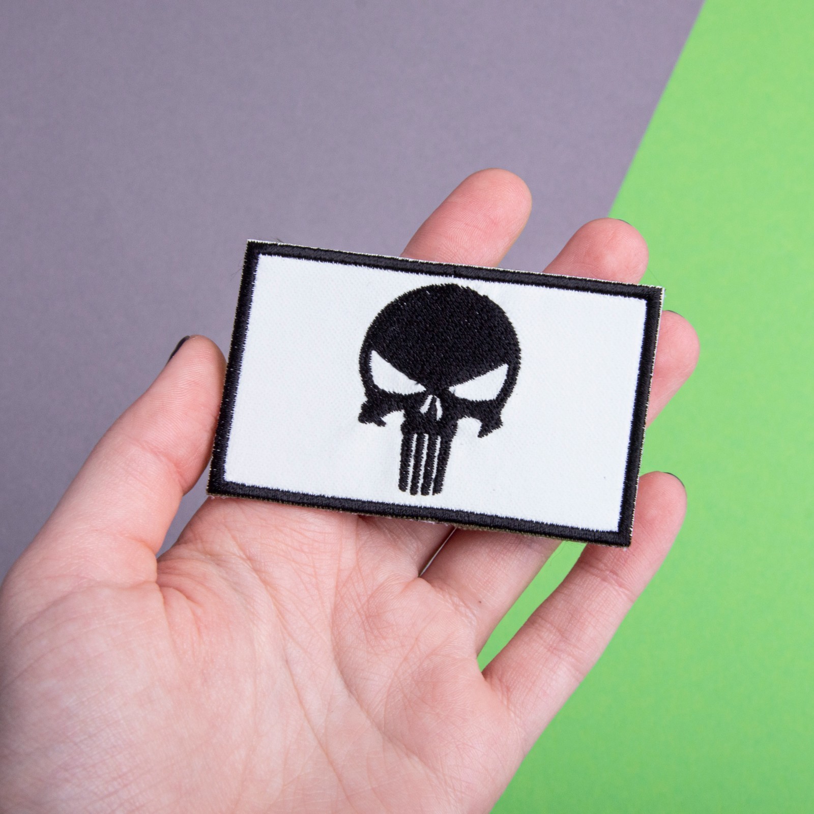 2Pcs Glow-in-the-Dark Skull Patch Set – Embroidered Tactical Morale Patches