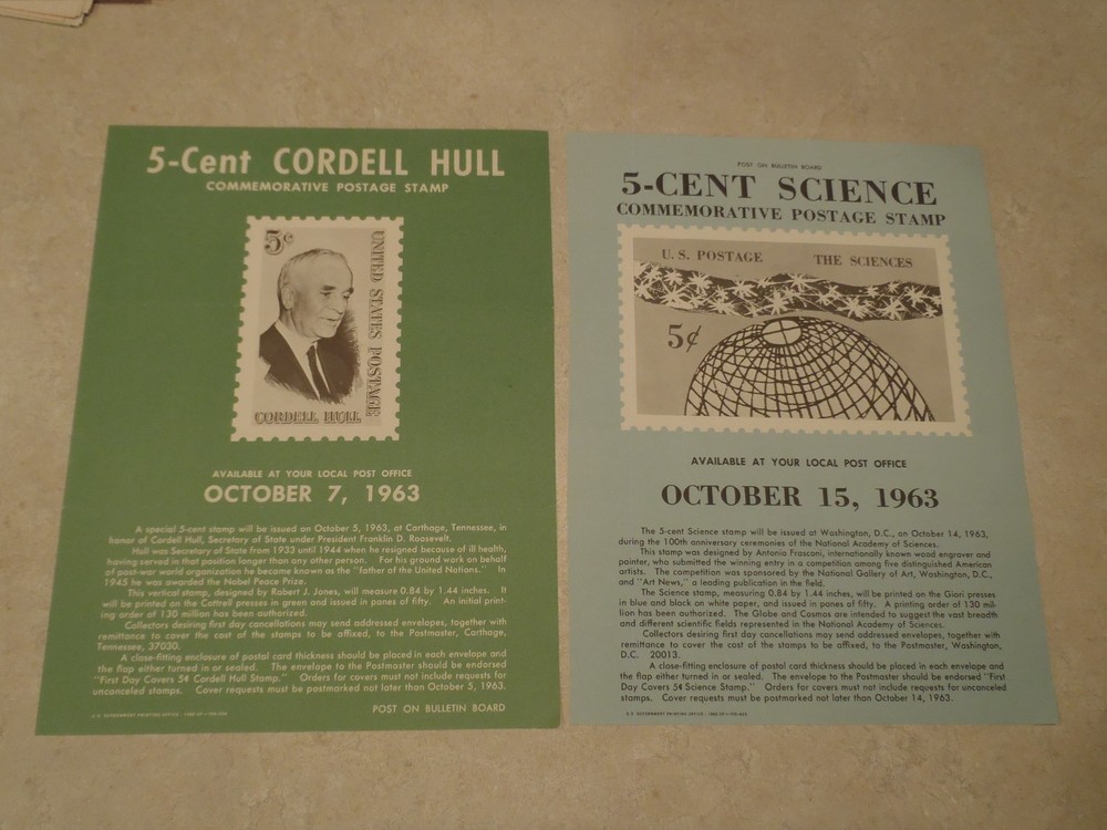 Vintage Postage Stamp Bulletin Poster Lot 1960s Post Office Air Mail 1962 1963