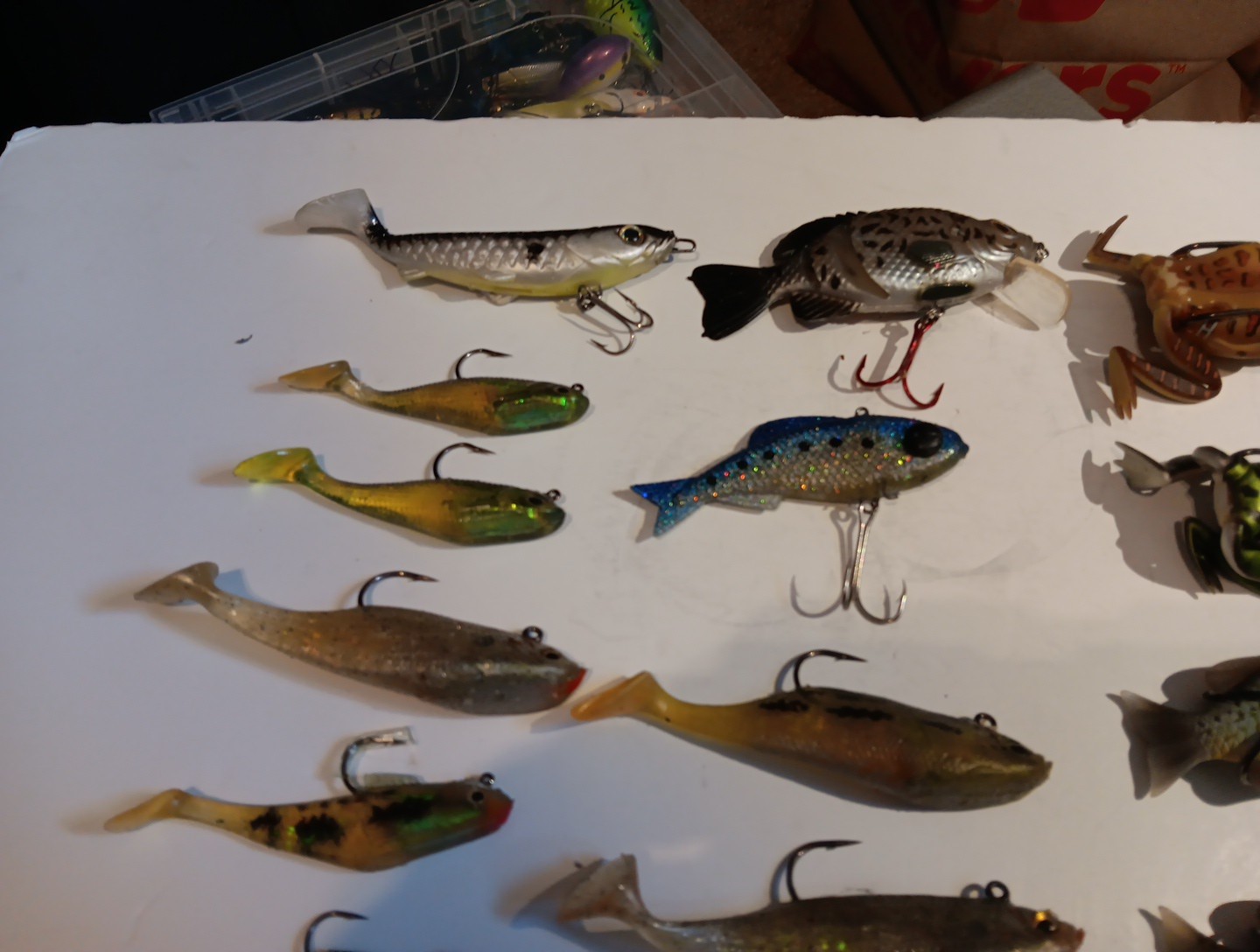 Lot of 43 Weedless & Rubber Lures Frogs, Turtle, Fish w/case