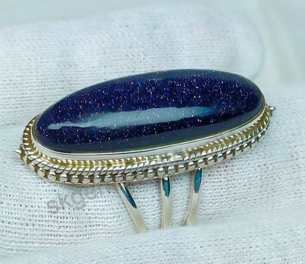 Blue Sandstone Ring 925 Sterling Silver Ring Gemstone Ring Fine Ring All Sizes
